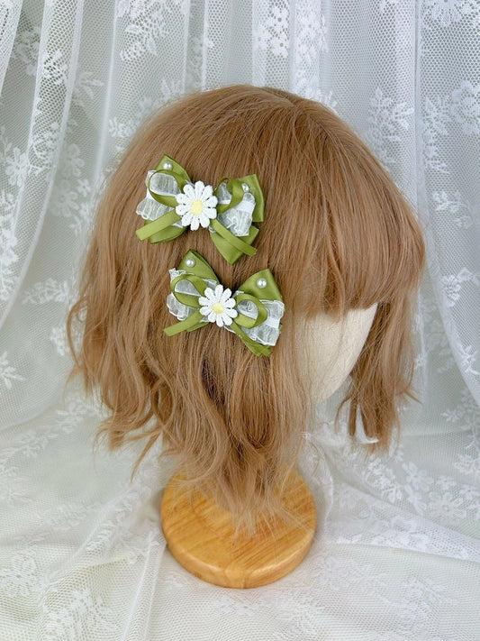 of Forest 2) (Set Daisy Clips Bow Hair Ruffled
