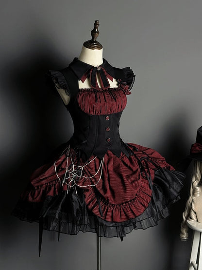 Kette / Rotes Gothic Lolita Accessoire Web Schwarze Taillenspinne