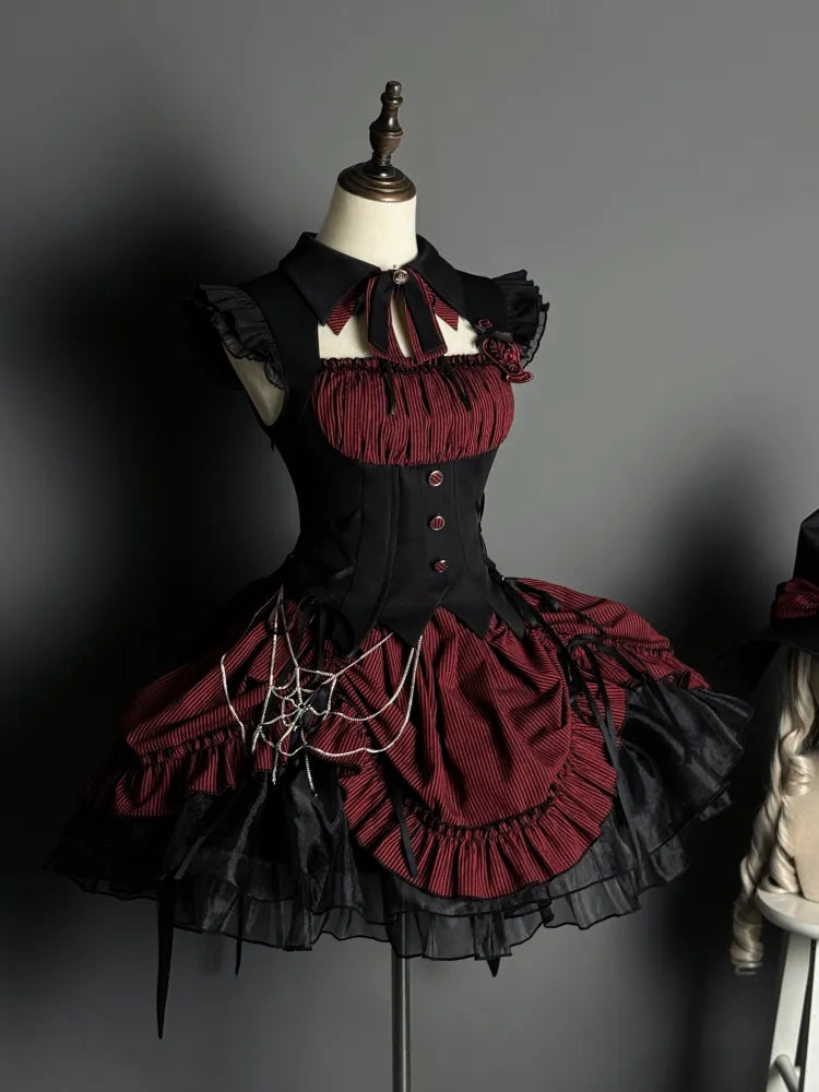 Black / Red Spider Web Waist Chain Gothic Lolita Accessory