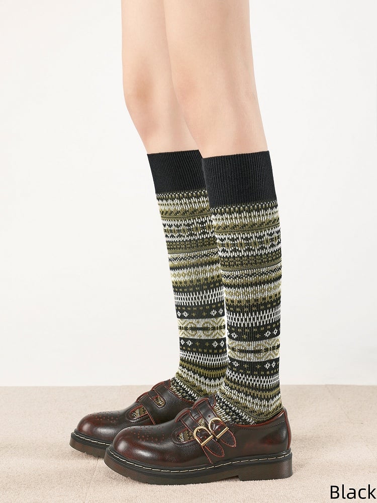 Pattern Socks Colors Maillard 4 Retro Calf Style