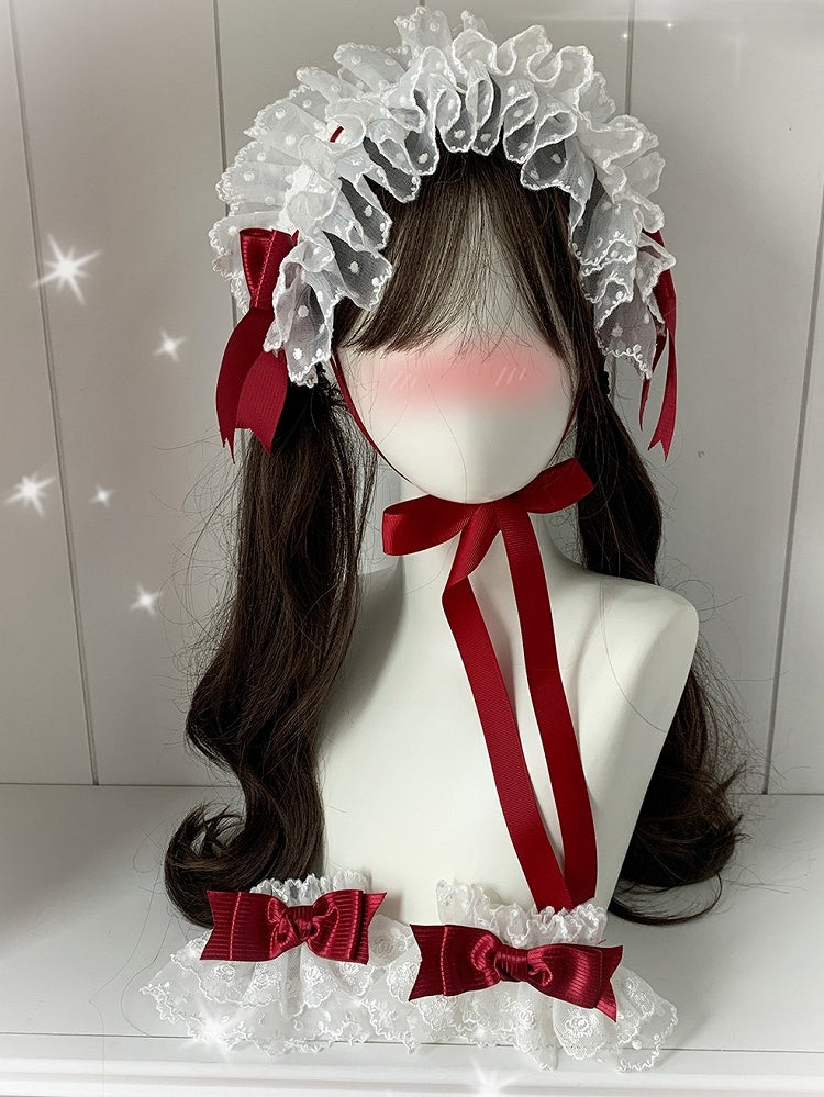 Color Lolita Pattern Trim Hairband Polka-dot 3 Lace Options Sweet