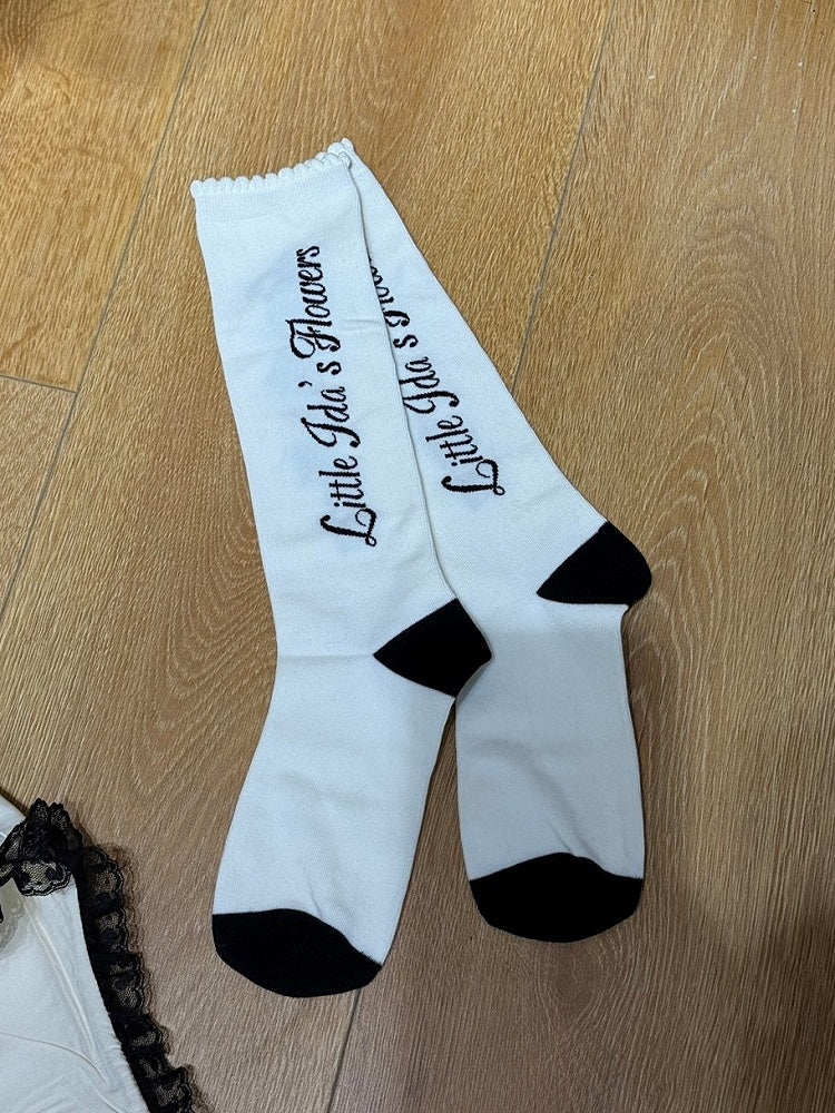 Black White Calf Socks