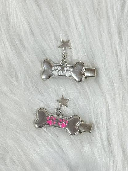 Bone Hairclip with Paw Print in Two Colors - IVONA boutique