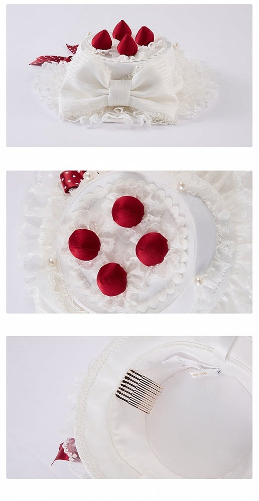 Pink / White Strawberry Cake Mini Hat
