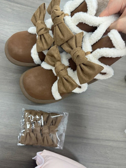 Brown Boots Loop Sweet Lolita Detachable Sole Fastener Platform Accents - and Dark 3cm Hook Bow