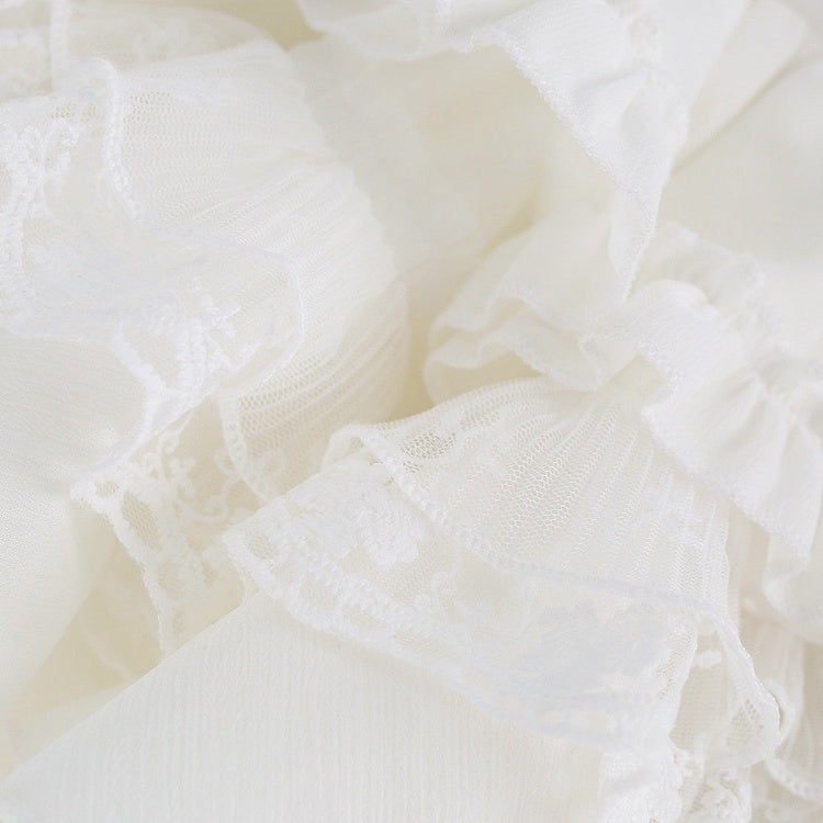 White Tiered Lace Skirt with Built-In Shorts - serendipity