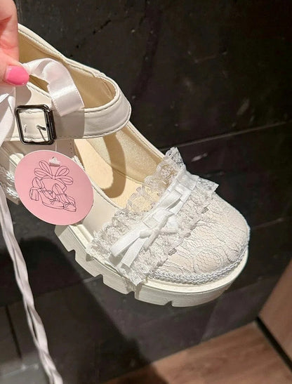 Off-White Lolita Mary Janes - Classic 6cm Low Heel with Bow Accents