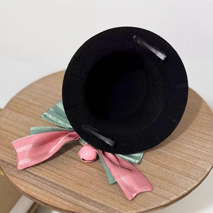 Abnehmbarer Hut mit Dekoration und Mini-Schleife, Pink, Schwarz, Grün