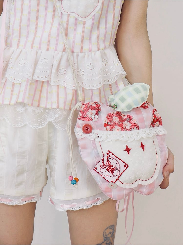 with Apple-Inspired Bag Patterns Plaid Pink/Green Floral Y2K Patchwork and Crossbody