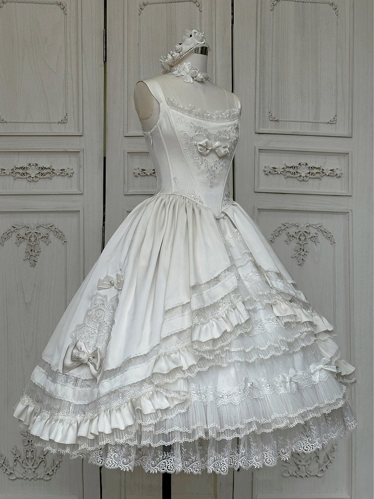 Rosette White Elegant Wedding Dress Hanayome Lolita JSK Full Set