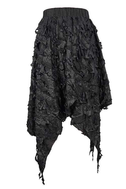 Ragged Hem Punk Black Mini Skirt