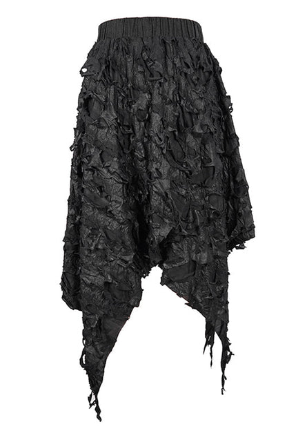 Ragged Hem Punk Black Mini Skirt
