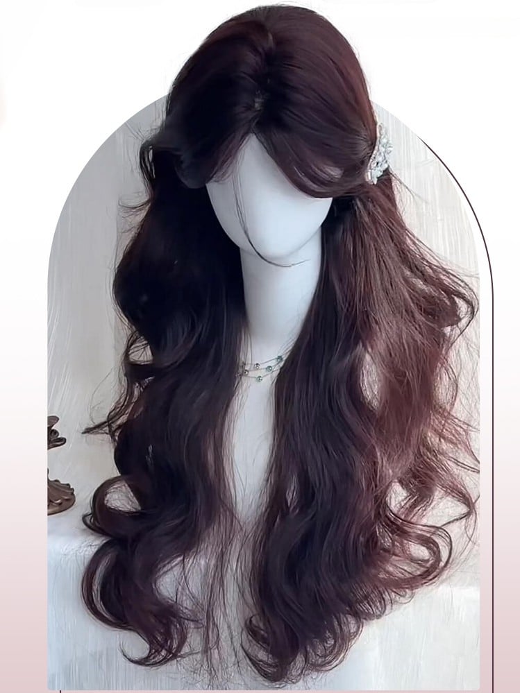 Länge 70CM Perücke Wellig Schokoladenbraun