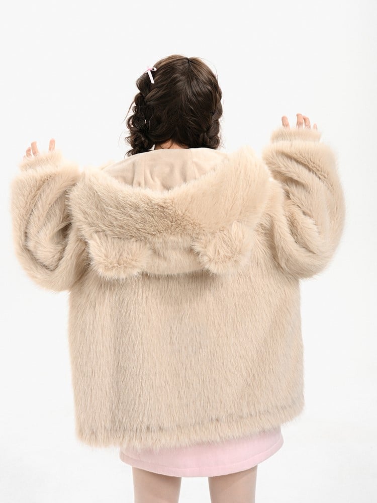 Brown Bear Cozy with Jacket Closure Hooded Toggle Light Plush Teddy