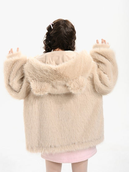 Brown Bear Cozy with Jacket Closure Hooded Toggle Light Plush Teddy