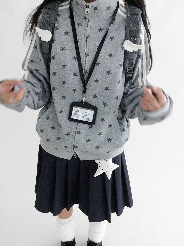 Grey - Jacket Print Star Y2K