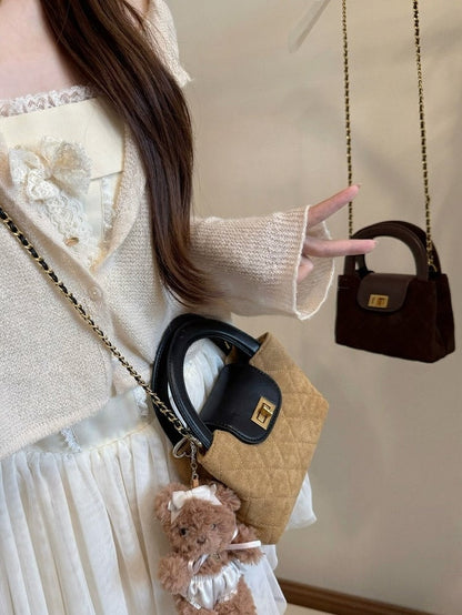 Suede Crossbody Bag with Diamond Pattern 2 Colors - Lalacita