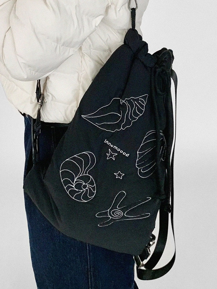 Black Conch Backpack/Shoulder Y2K - Bag