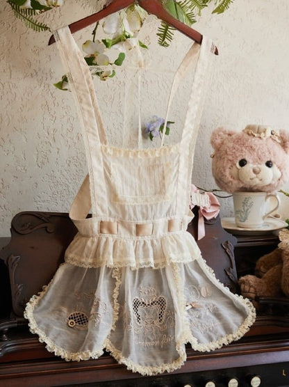 Bestickte beige Schürze Lolita