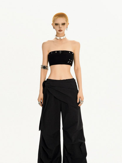 Black Top Studded Tube Punk