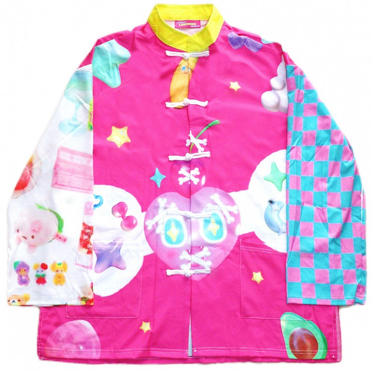 Bone Star 6 Shirt Print Y2K Checked Pattern And Colorful Heart