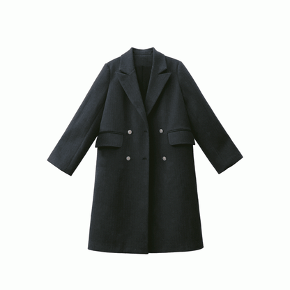 for Winter Gray and Notched Collar Preppy Style Long Coat Dark Autumn