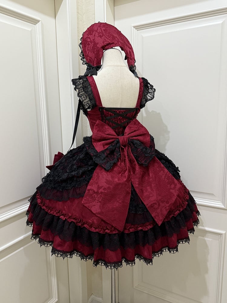 Big Train Lolita Red Black Pink/Black Bow