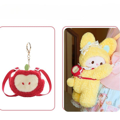 Bowknot + Middle/Large Size Keychain Backpack Rabbit-shaped 3 Plush Options Yellow