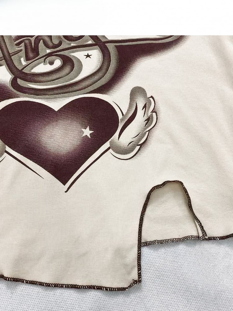 Apricot Sleeves Design Long Print Asymmetrical Bittersweet Hen