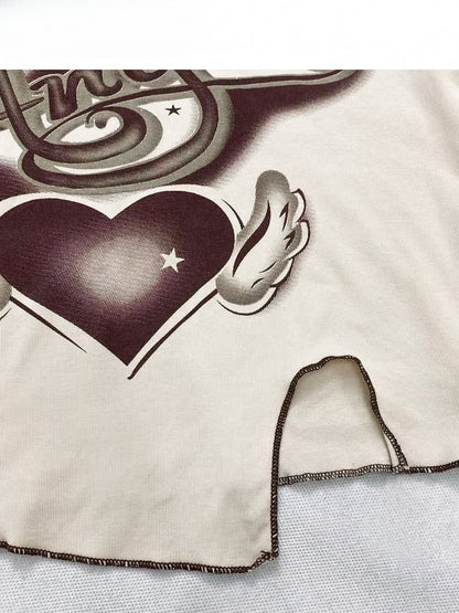 Apricot Sleeves Design Long Print Asymmetrical Bittersweet Hen