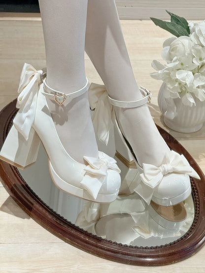 Sweet Toe Mary Bowknot White Janes Platform Details Lolita Round Shoes