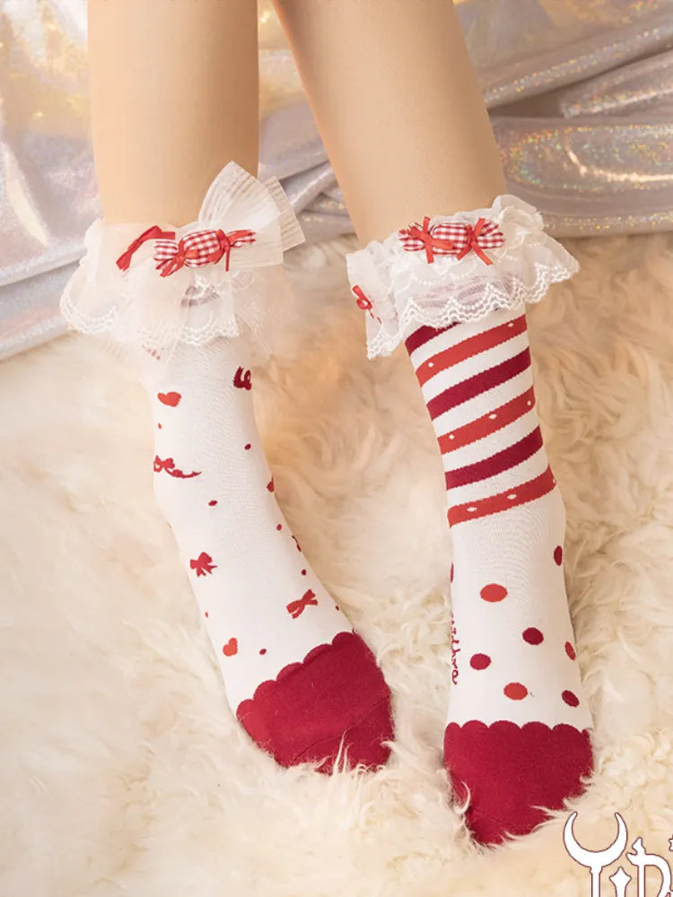 Clearance-Sweet Whimsical World Sweet Socks with Detachable Lace Cuff