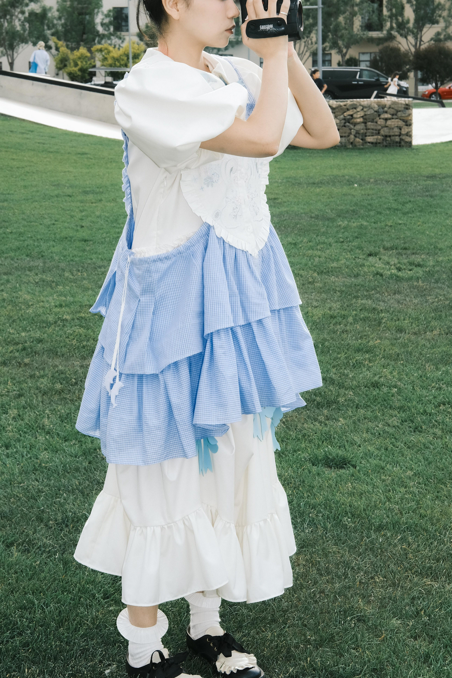 Prinzessinnenkleid mit Ballonärmeln und Schleife