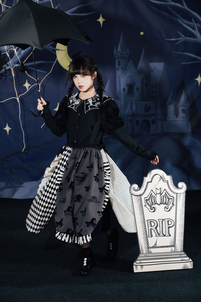 クロップドスリーブ スパイダーカラー パフトップ