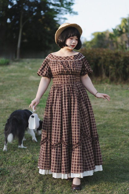 チェックレトロワードロリータペチコートドレスフォレスト+