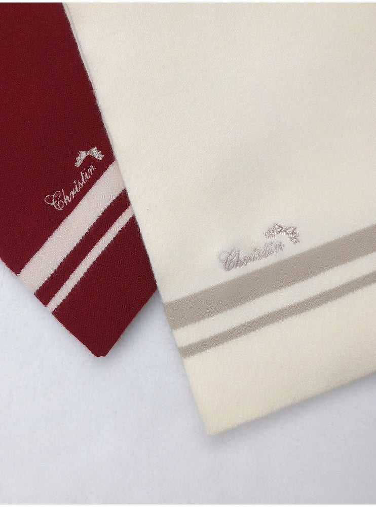 Scarf with Embroidery Red/White Letter