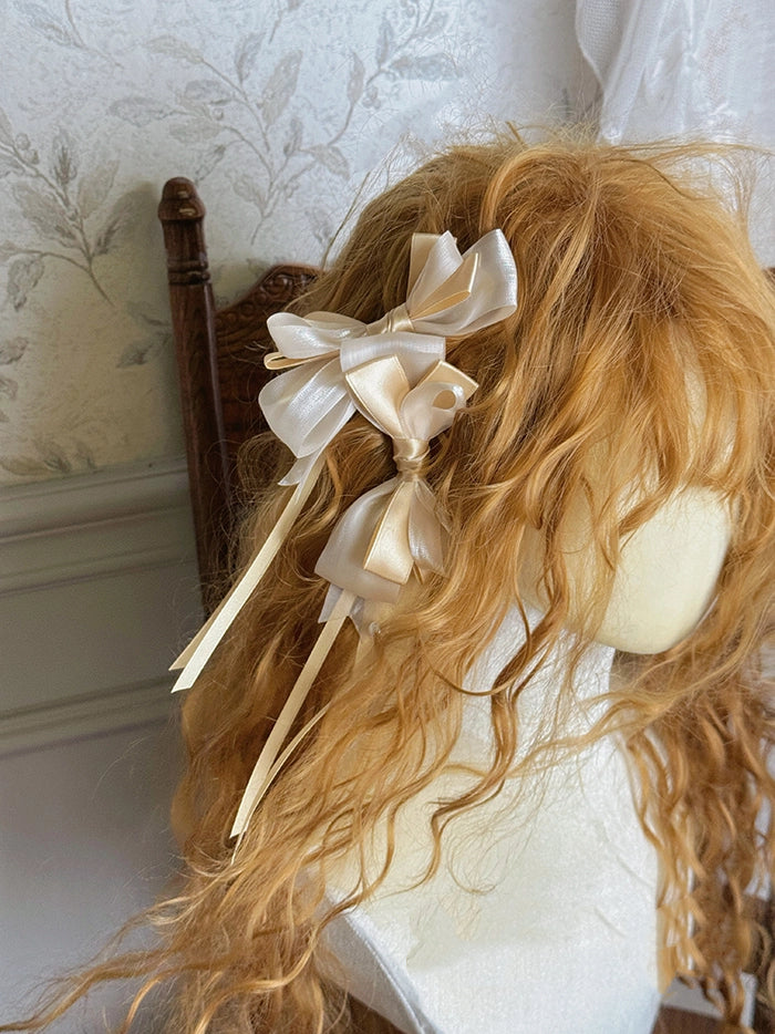 / BlackGold Bowknot Silver Champagne Hairclip