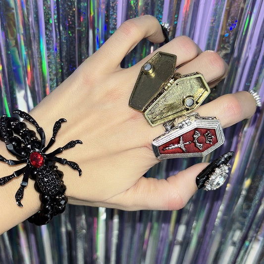 Silber/Gold Kreuzring im Sargdesign