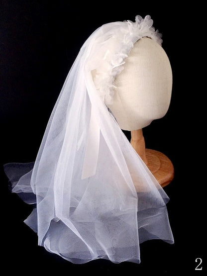 Floral Lolita Veil White KC Multi-layered with