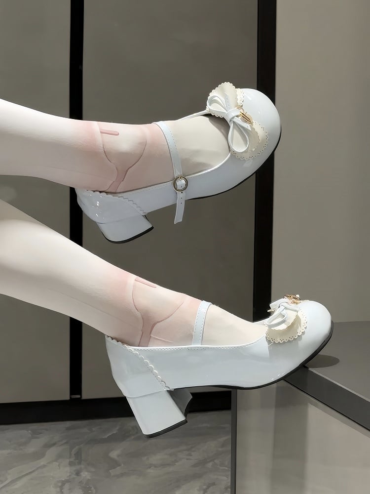 Height Sweet - PU Janes Heel Lolita in Blue Mary 5cm