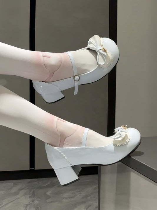 Height Sweet - PU Janes Heel Lolita in Blue Mary 5cm