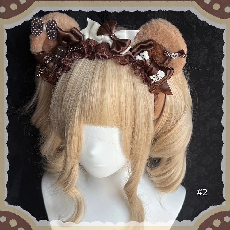 Lolita 12 Mini Hairband Chocolate Hairclip Brown KC Options Element / Bear Ring Hat