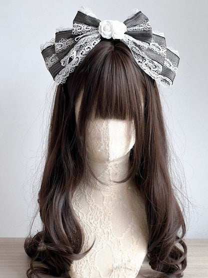 Lolita Rot/Schwarz Spitzenbesetzte KC Dekorationen mit weißer Schleife Blume