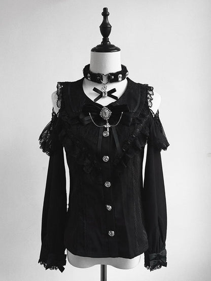 Black Choker with Embellishments Bowknot Pendant Plush Rhinestone