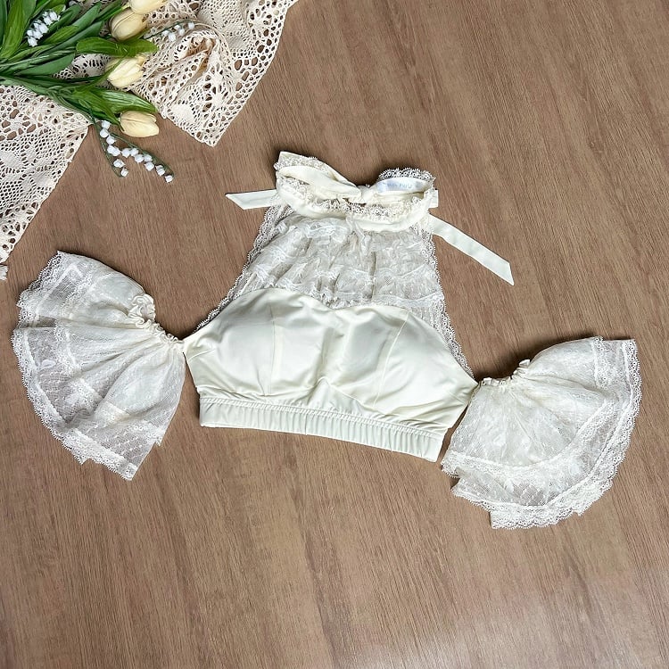 Beige Removable Lace Sleeves - With PUJI