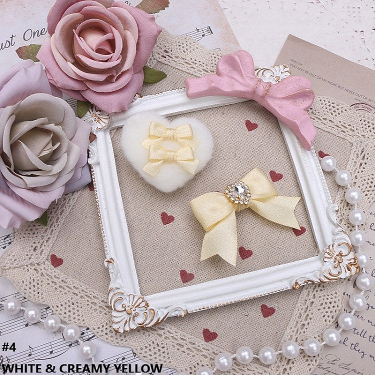 Jirai Plush Heart 10 Options Kei Color Bowknot Hairclips