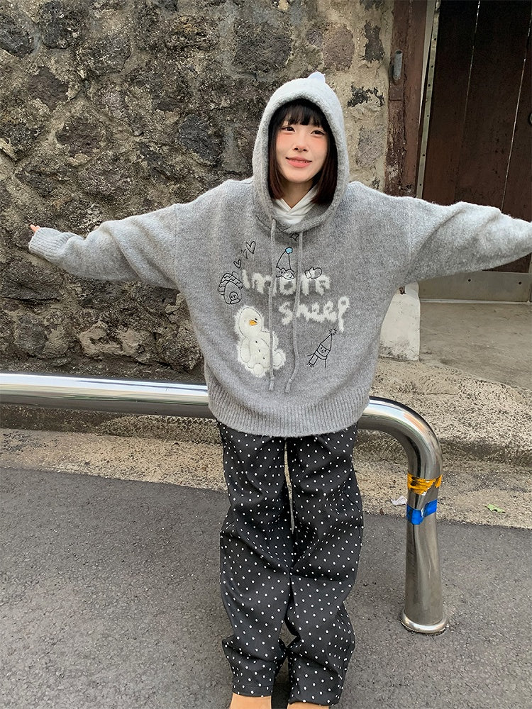 Hooded Gray Snowman Lettering with Sweater and Plush