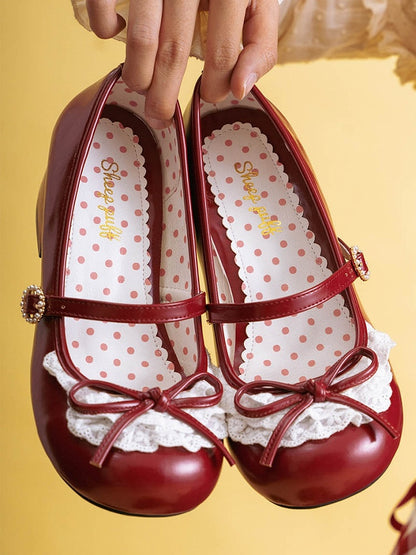 Runde Schleife Rote Spitze Janes Akzent Mary Heels Toe Trim 2,2 CM/4,3 CM Geknotet