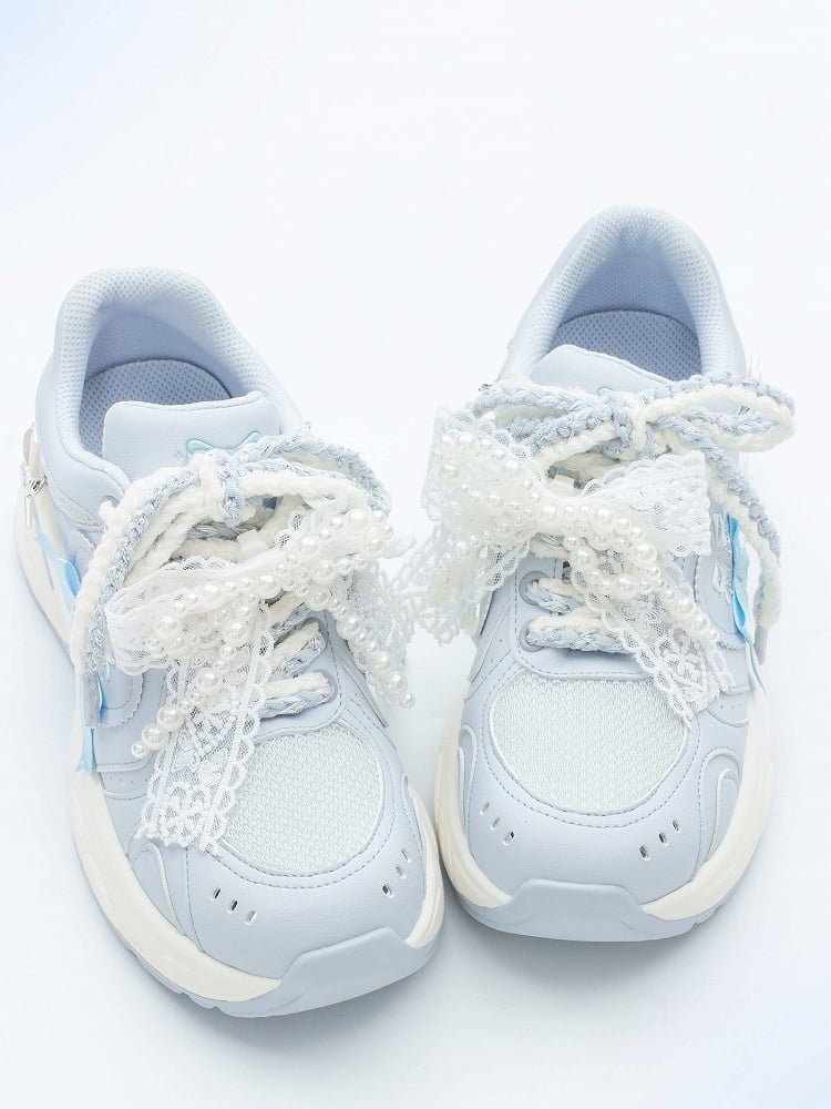 Blue Sweet Decorative Lolita Platform Shoes Bows -