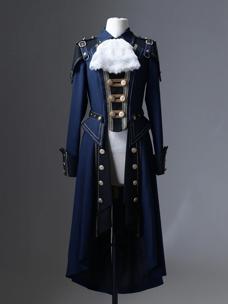 Black & Blue Military Lolita Double-Breasted Coat